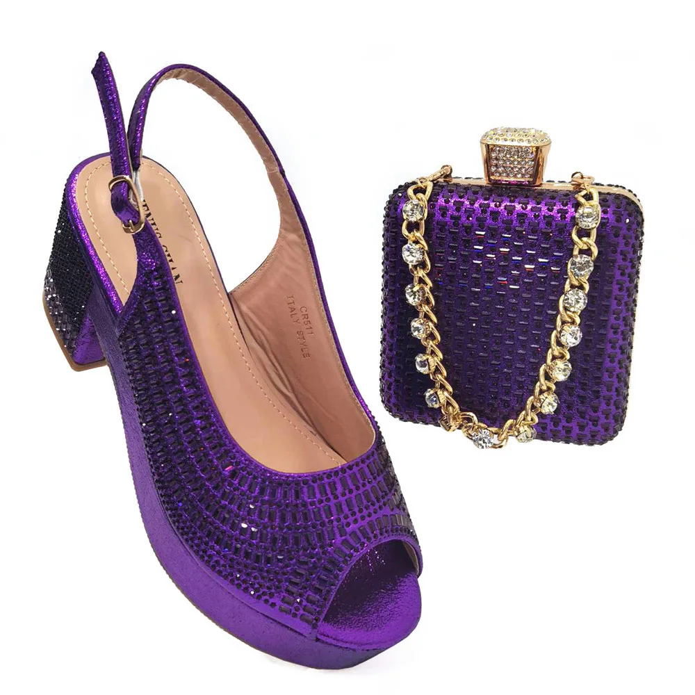 

Latest Shoes and Bags Set for Women 2023 Italian SHOE and BAG Set Designer African Women Wedding Shoes Decorated with Rhinestone