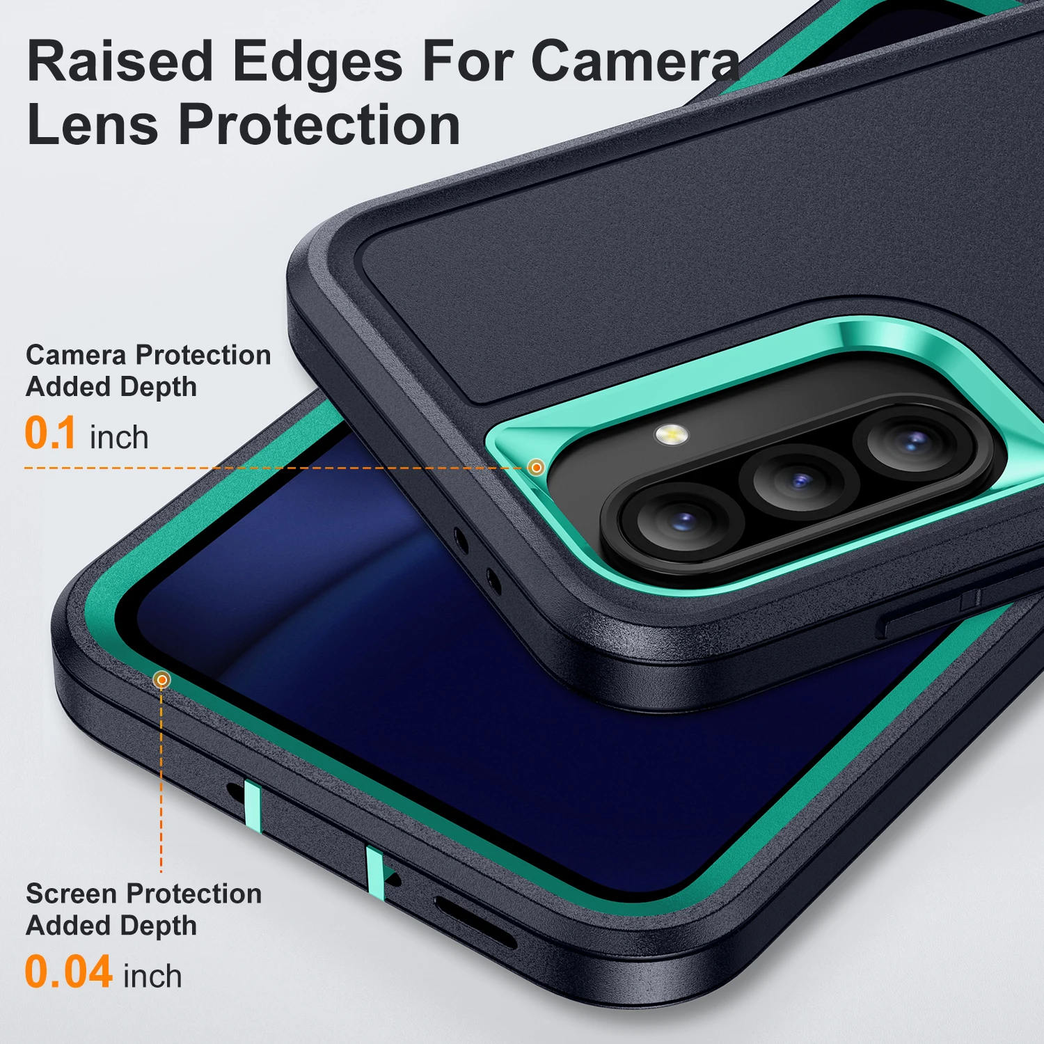 Triple Protection Heavy Armor Shockproof Phone Case with Hard Plastic Frame and Soft TPU Back Cover