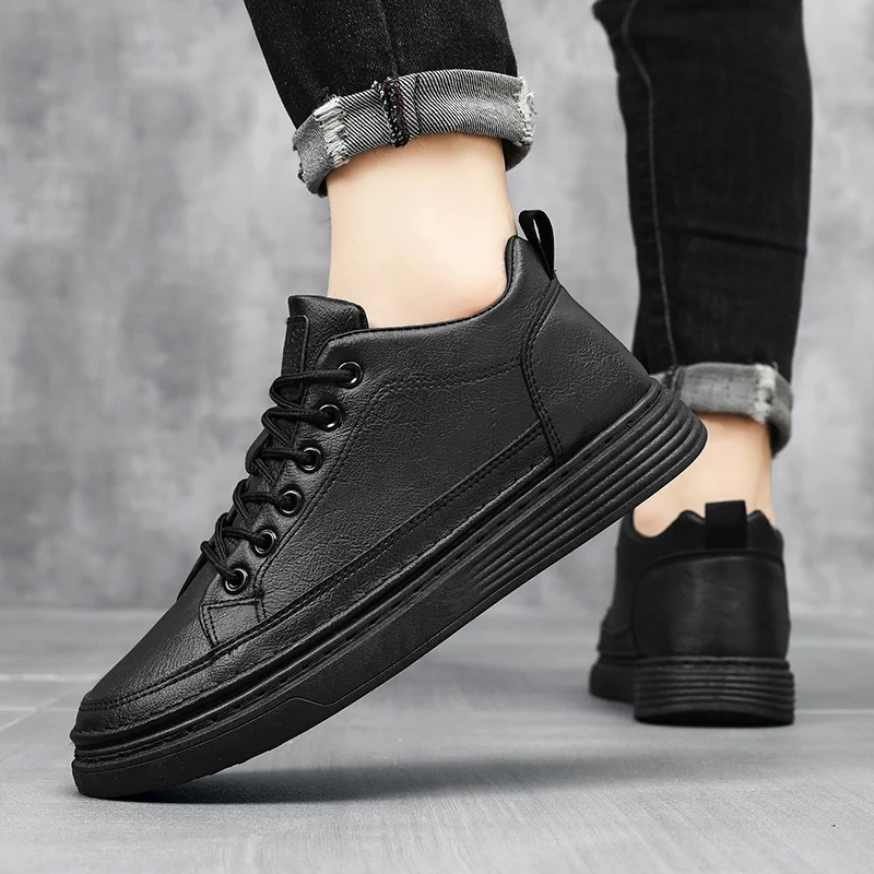 Baskets décontractées en cuir pour homme chaussures confort_voghion.com