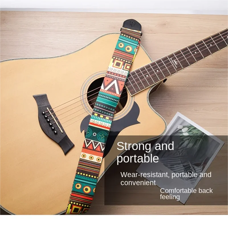Vintage-Inspired Ethnic Guitar Strap – Adjustable Leather