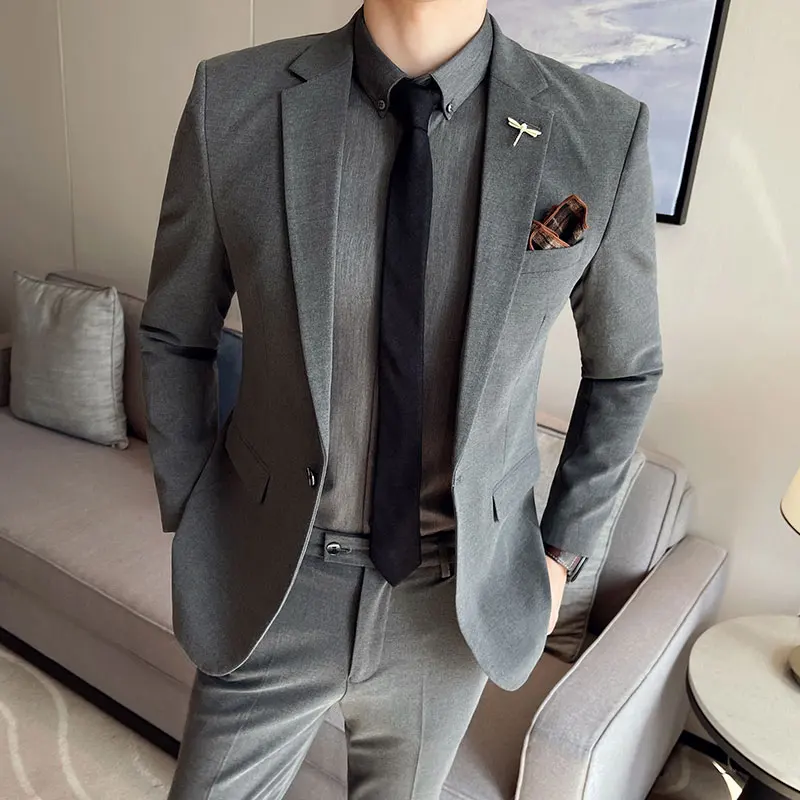 

[Blazer + Pants] Luxury men's suit 2-piece suit fashion boutique groom wedding dress men casual business tuxedo suit size S-7XL
