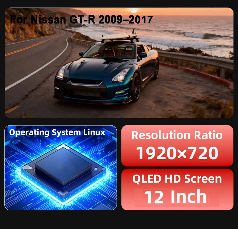 Digital Instrument Cluster Display Suitable For Nissan GT-R 2009–2017 Speedomete