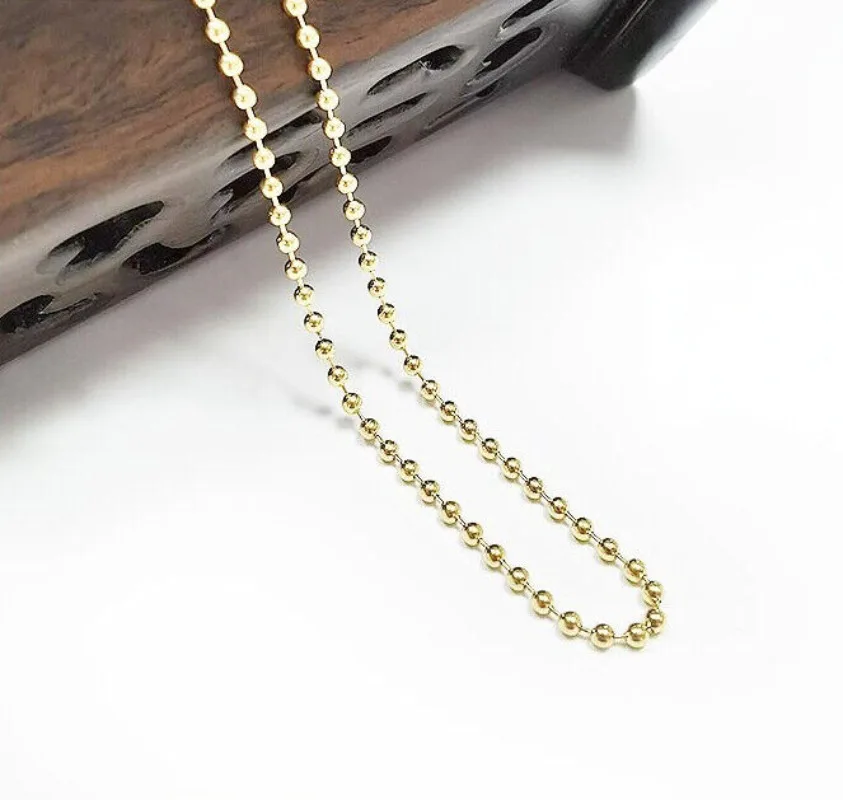 

Comfortable 2.4/3mm TA1 Pure Titanium Ball Beads Chain Necklace for Men Women Anti-allergy Ti Skin Friendly Never Rust Necklaces