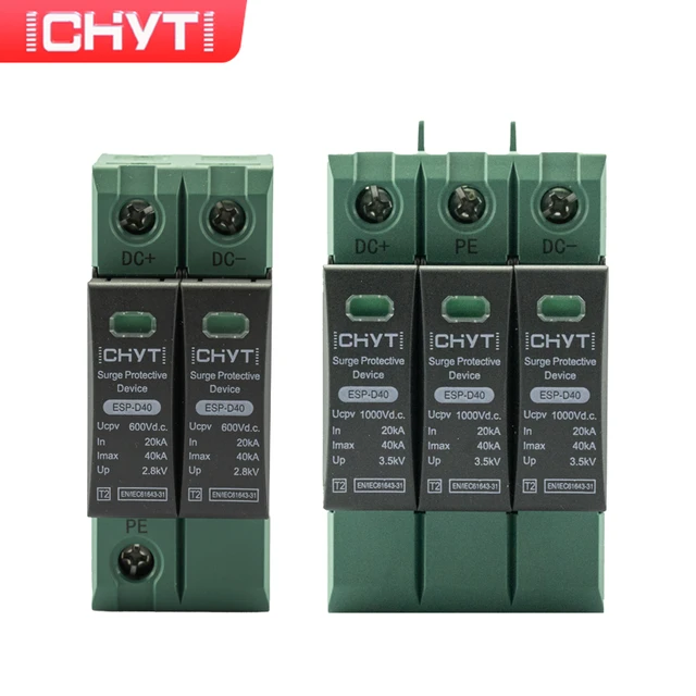 CHYT ESP-D40 2P 3P solaire longue basse tension Din Rail DC 600V 1000V  20KA-40KA Parafoudre pluie Protecteur éventuelles D - AliExpress