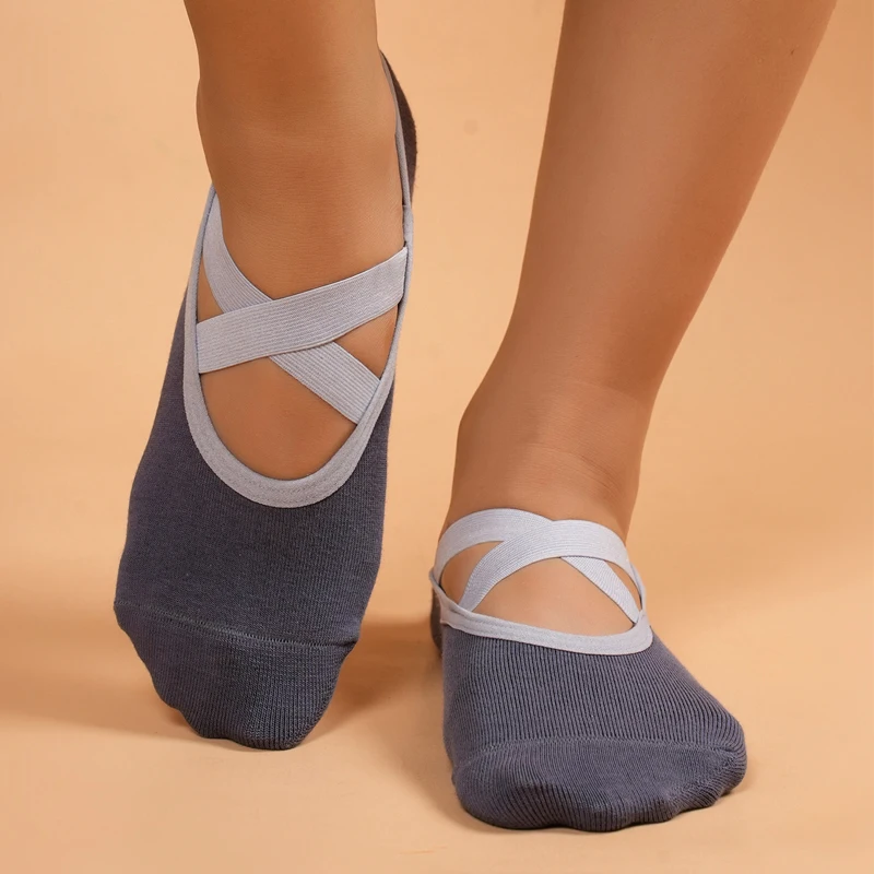 Women Bandage Pilates Socks Silicone Anti-Slip Quick-Dry Yoga Socks Ladies Ballet Dance Cotton Sport Fitness Sock For Gym yoga socks