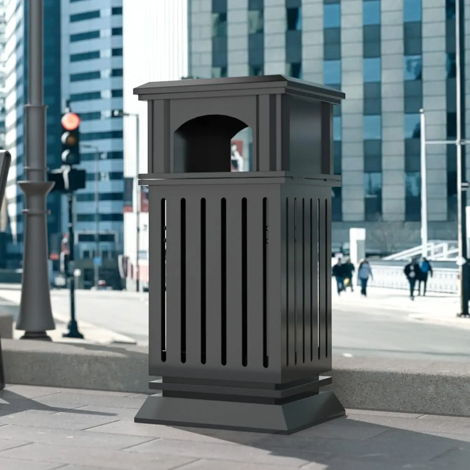 Black Trash Can Outdoor Top Tray Stainless Steel Commercial Garbage Enclosure with Locking Lid Heavy Duty Industrial Ya