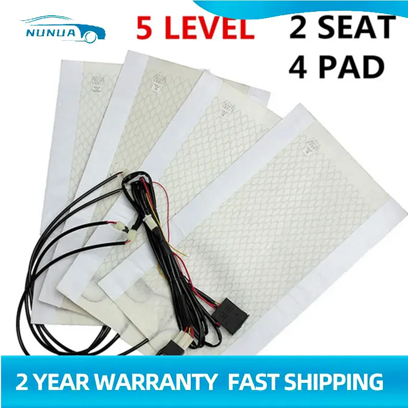 

12V Pads 2 Dial 5 Level Switch Winter Warmer Seat Covers 2 Seats 4 Pads Universal Carbon Fiber Heated Heating Seat Heater