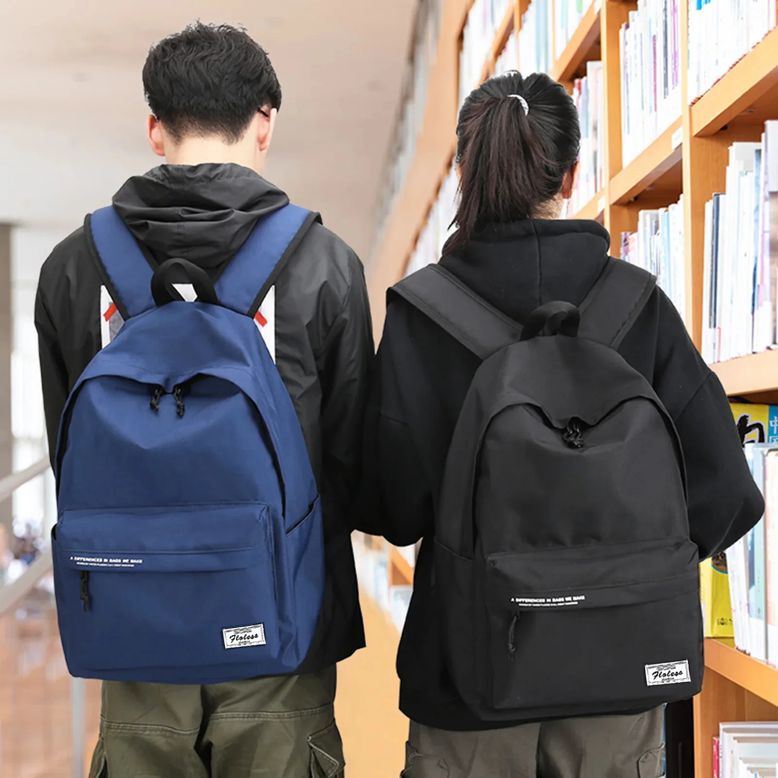 Large Capacity School Backpack for Girls Boys Nylon Lightweight Student Backpack School Bag, Black Classic Style Laptop Backpack 1