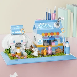 Sanrio Series Cinnamoroll Small Particle Building Block Pen Holder Cute Pikachu Puzzle Assembly Toy Desktop Decoration Gift