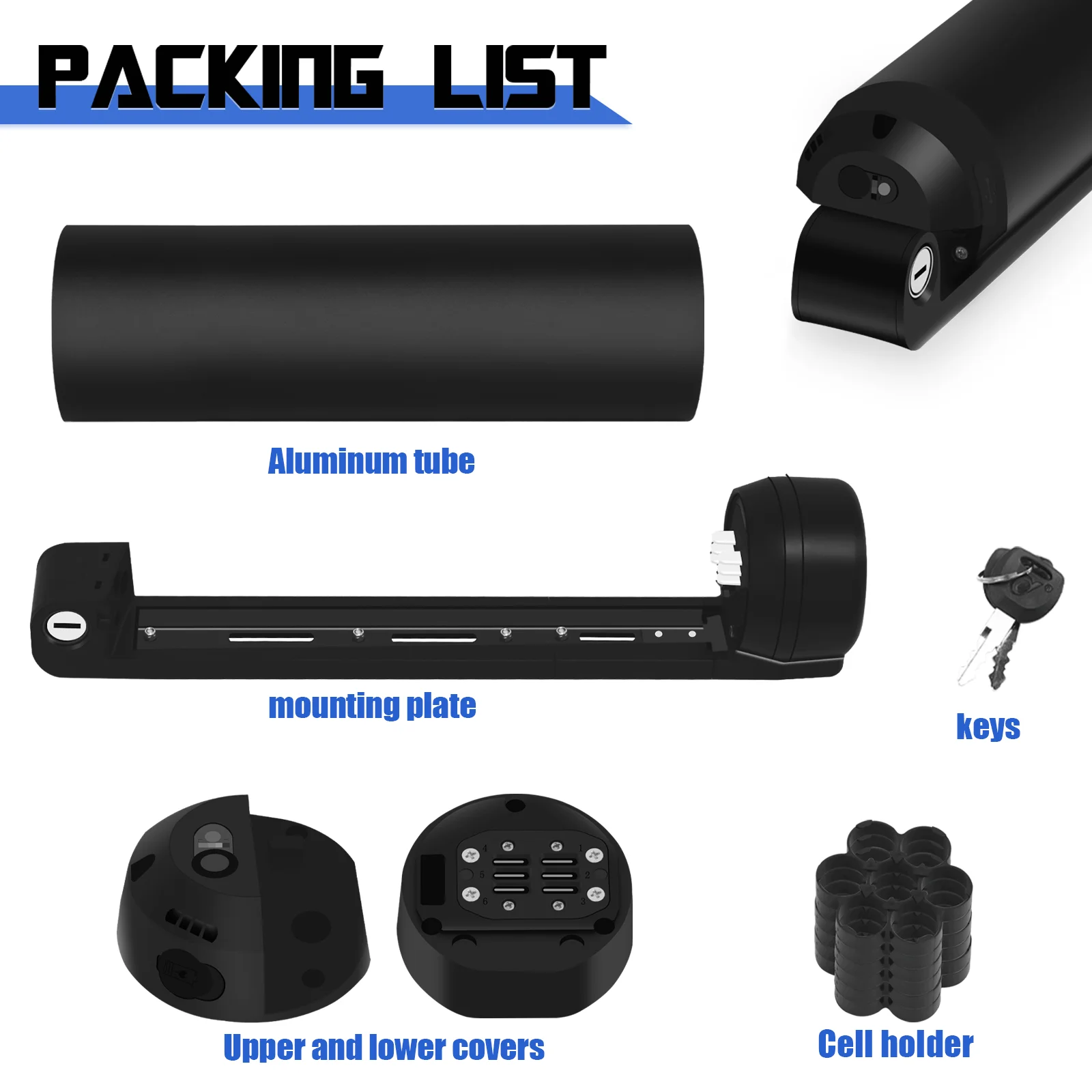 Premium 21-Piece Ebike Battery Downtube Case with Holder