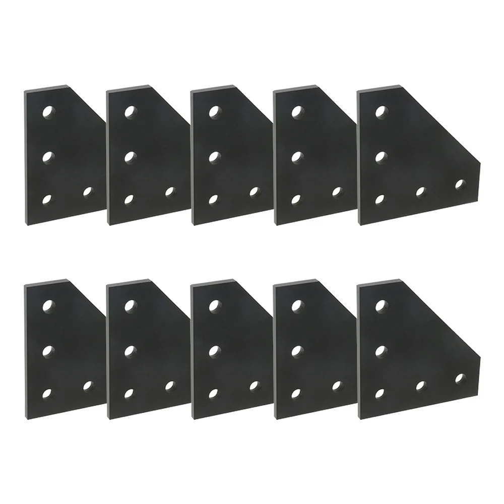 

3D Printer 90 Degree 60 x 60 x 4MM L type with 5 Hole Black Joining Plates for CNC 2020 V-slot Aluminum Profiles Pack of 10
