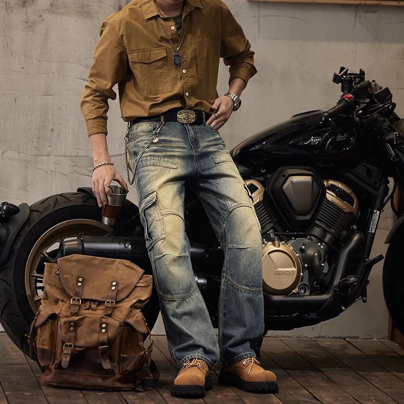 Loose Jeans Men's Korean-Style Fashionable Retro Ins Washed Distressed Casual Cool Street Trousers