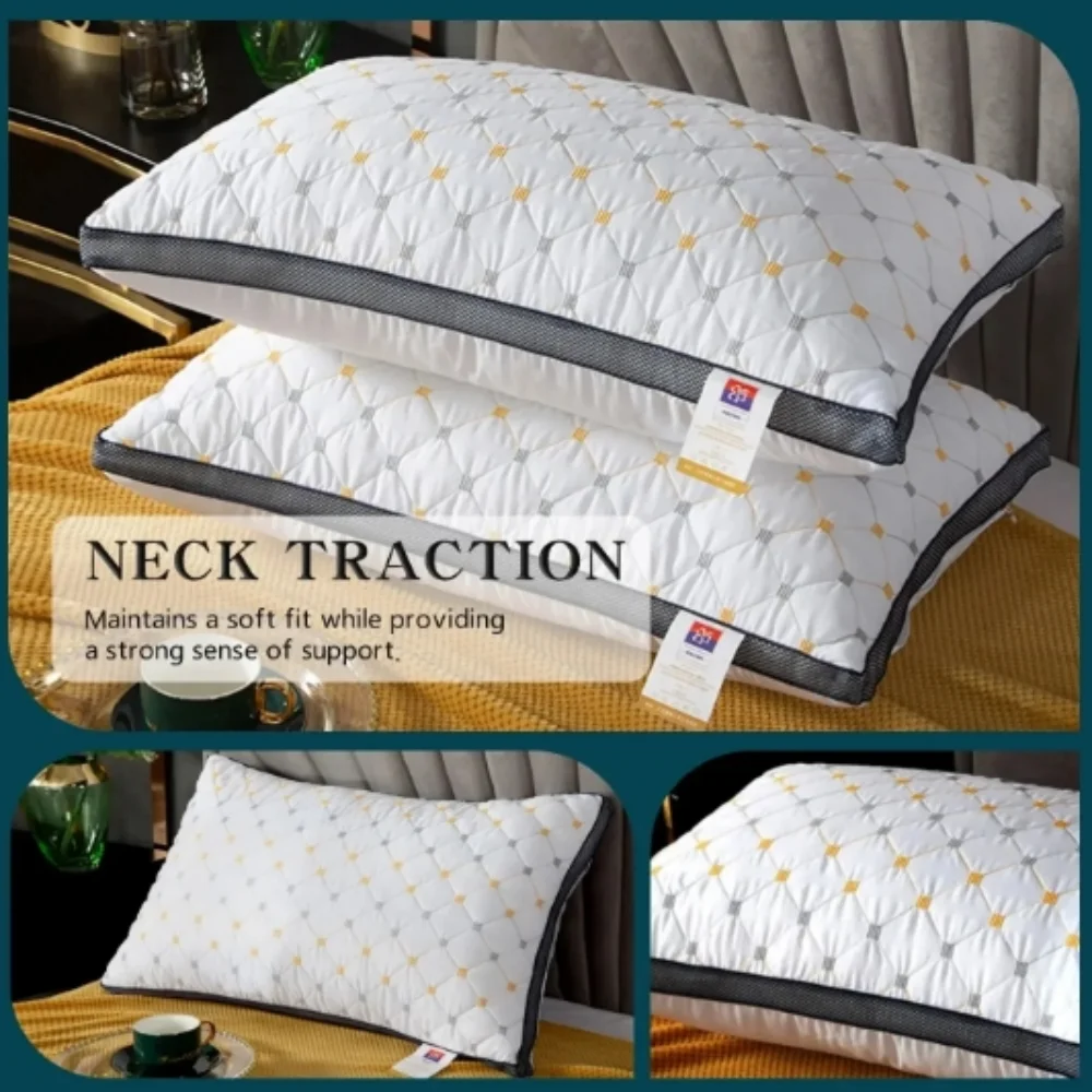 1pc Hotel's Same Feather Cotton Neck Pillow Three-dimensional For Sleeping Bedroom Dormitory Hotel Applicable