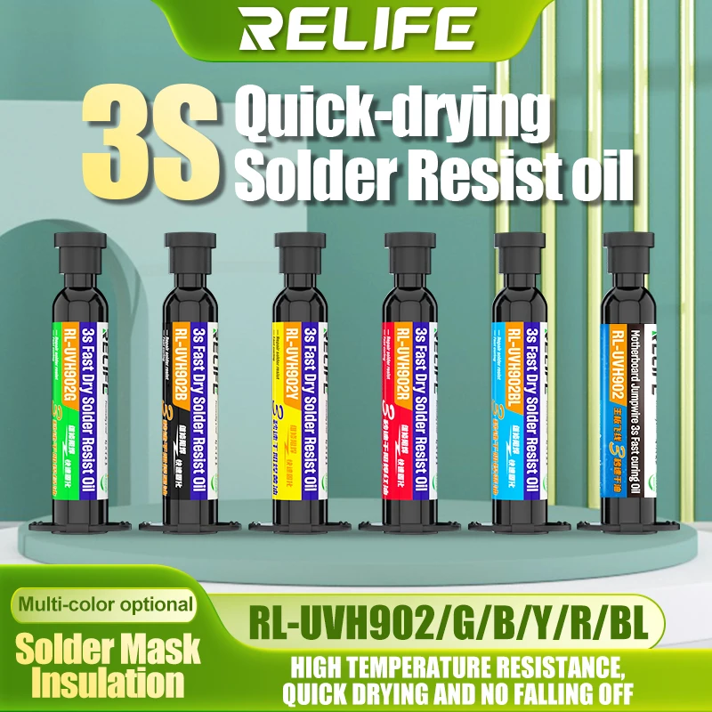 RELIFE RL-UVH902 UV Transparent Curing Solder Mask Jumping Wire Quick Dry Curing Welding Paste Flux Oil  for Mobile Phone Repair