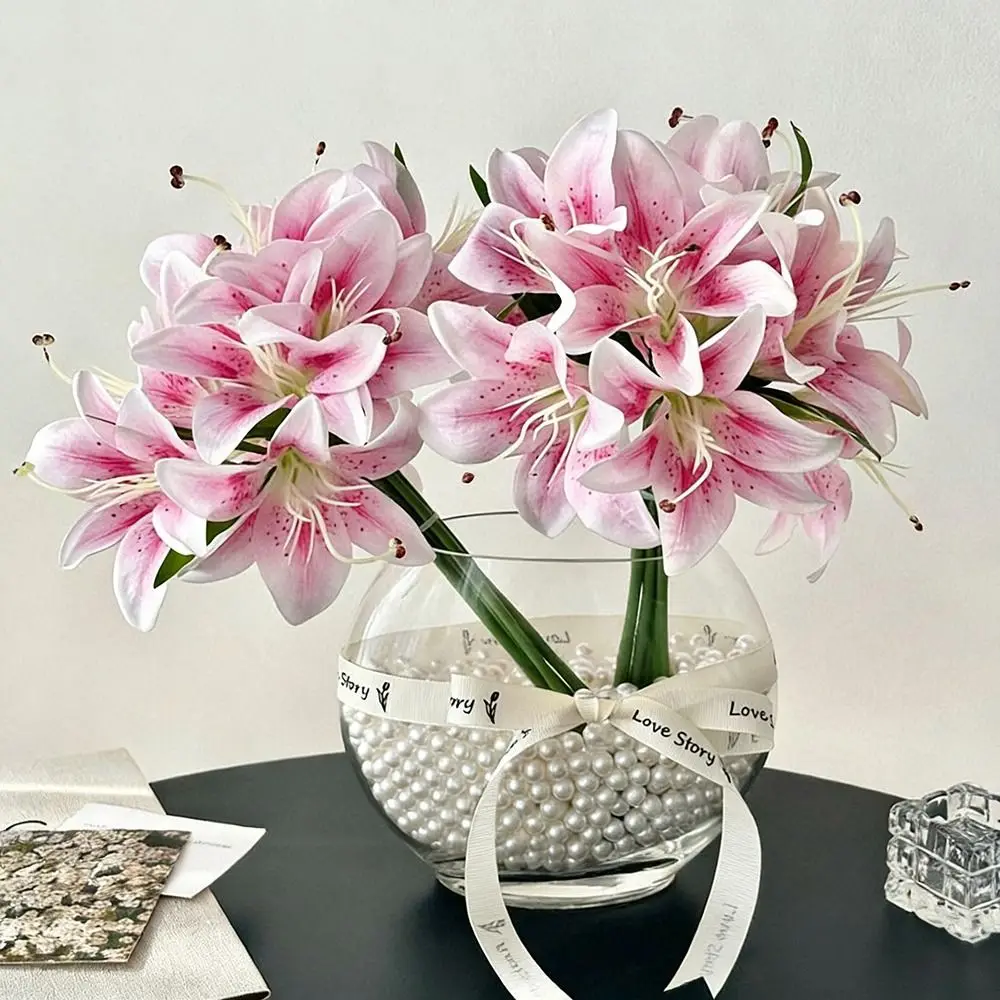 12 Köpfe Künstliche Lilien Blumenarrangement Realistische Simulationsblumen DIY Blumen Mehrfarbiger Blumenstrauß Fotografie-Requisiten