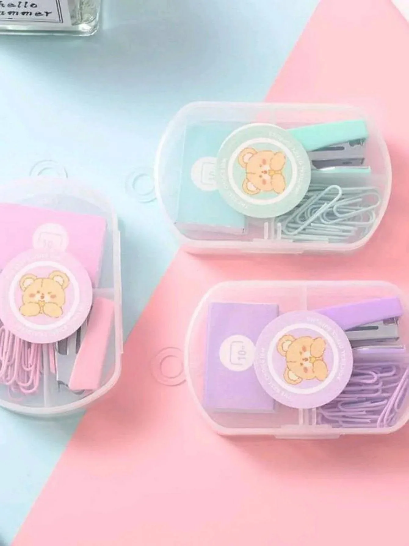 1PC 마카롱 컬러 미니 스테이플러 세트 귀여운 휴대용 소형 문구류 3가지 색상 사무용품용 옵션