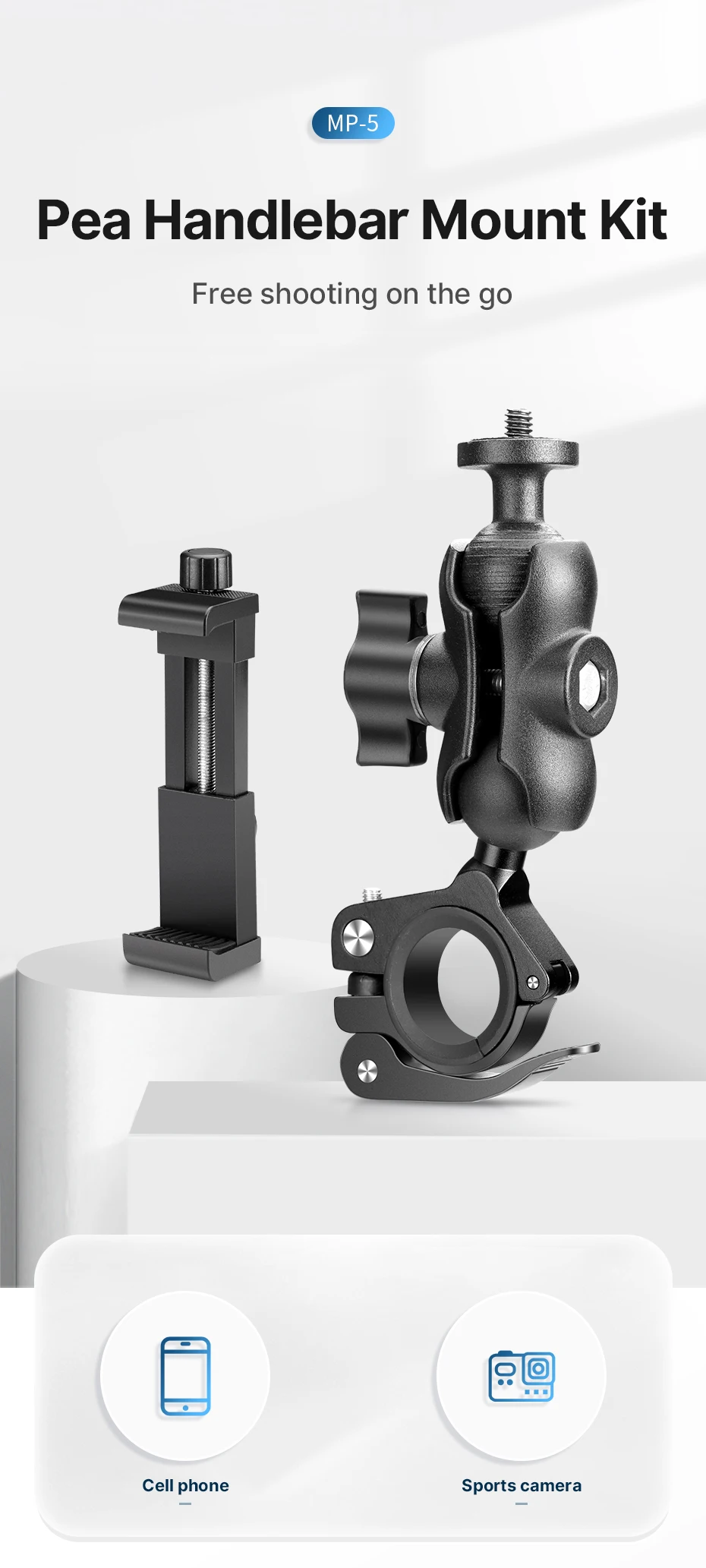 Support Rotatif 360° Pour Guidon Moto - Compatible GoPro, DJI, Insta360 - En Alliage Aluminium