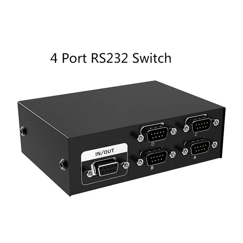 A41Z-포트 RS232 스위치 DB9 핀 COM 포트 공유기 4 In 1 Out 직렬 포트 공유 장치 버튼 스위치 내구성