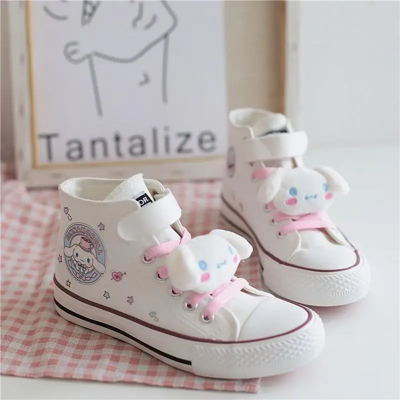 

Sanrio Cinnamoroll The New Child Children's Shoes Baby Cute High Top Canvas Shoes Student Ins Cartoon Breathable White Shoes Hot
