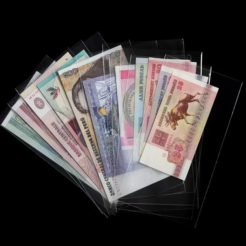 100 Pcs Clear Paper Money Holder Currency Collection Sleeves Money Collection Album