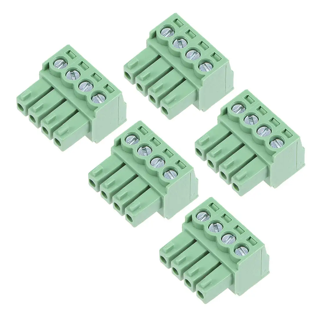 

Keszoox 3.81mm Phoenix Connectors 5Pcs AC300V 8A 3.81mm Pitch 4P Flat Angle Needle Seat Insert-in PCB Terminal Block