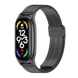 Premium Stainless Steel Watchband Bracelet - Adjustable Metal Wrist Strap - Mi Band 11 8 (AXN Black)