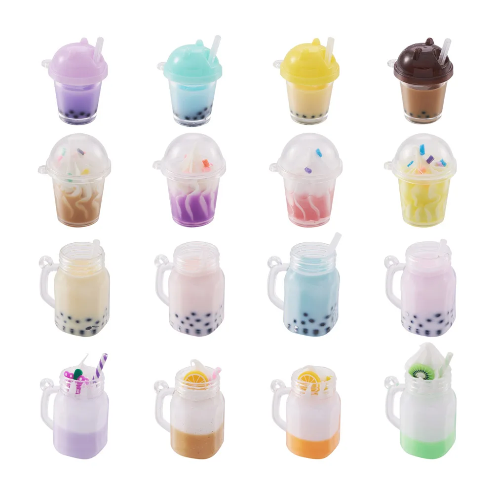 

Kissitty 32Pcs Mixed Color Bubble Tea & Ice Cream Resin Pendants With Acrylic Cup for DIY Handmade Phone Case Keychain Necklace