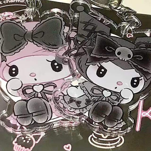 Sanrioed Cute Kawaii Cartoon 10cm Kuromi My Melody Dark Wind Acrylic Bag Pendant Couple Keychain Acrylic Pendant 6