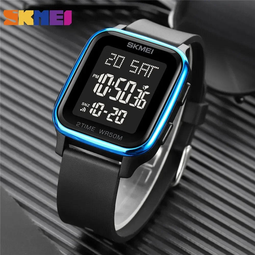 SKMEI 1858 Mens 5Bar Waterproof Calendar Countdown Electronic Wristwatches Clock reloj hombre Fashion LED Light Digital Watch 4