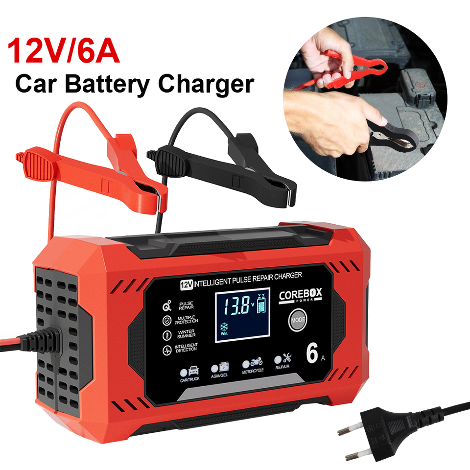 Pulse Repair Battery Charging 12V/6A High Power Intelligent Multifunctional For Motorcycle SUV Truck Smart Car Battery Charger