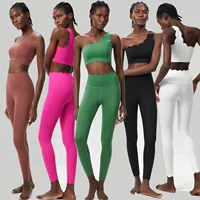 Women Two Pieces Fitness Yoga Set Buttery Soft Running Gym Suit Breathable Quick Dry Sportswear Female Strwetchy Workout Clothes - Image 4