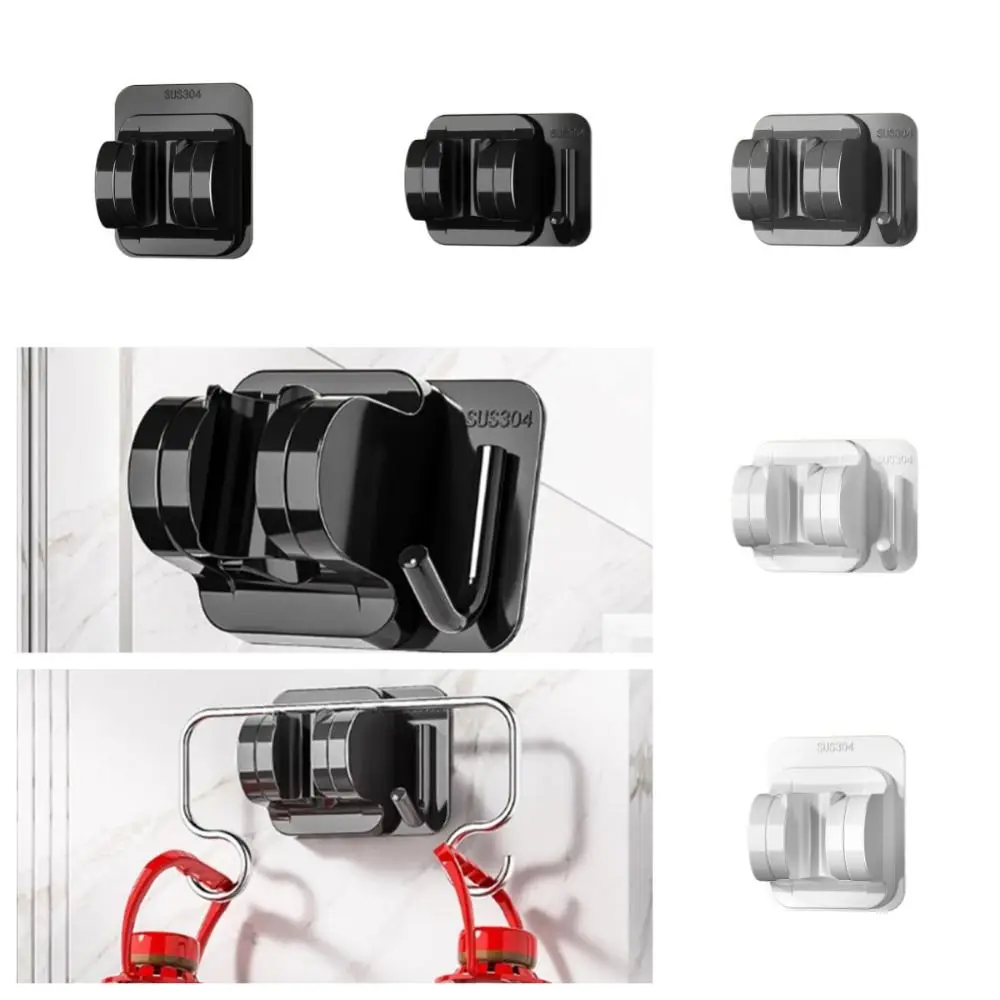 Wall Mounted Shower Bracket Multi-Purpose with Hook Punch-Free Shower Nozzle Holder Self-adhesive Moisture-proof Home
