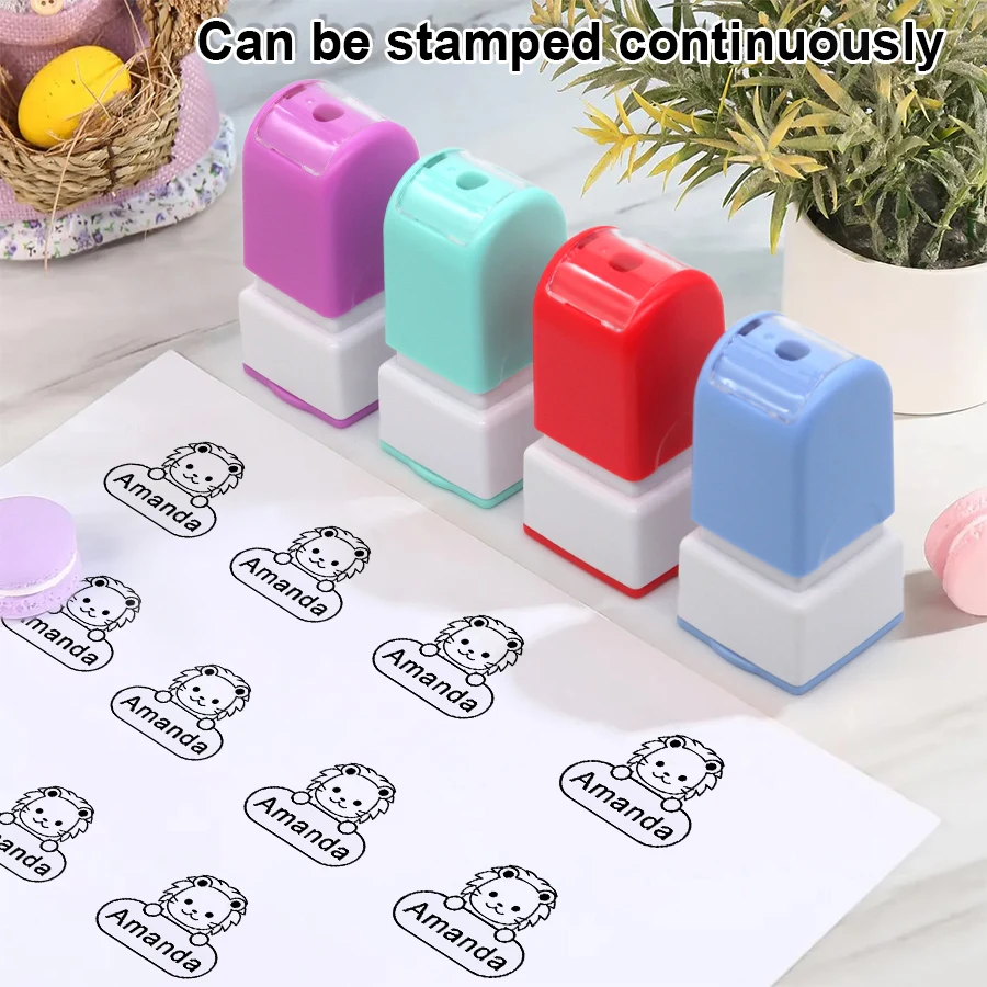 Name Stamp Square Framed Waterproof Toys Baby Student Clothing, Textiles, School Lunch Box Gifts Kawaii pattern