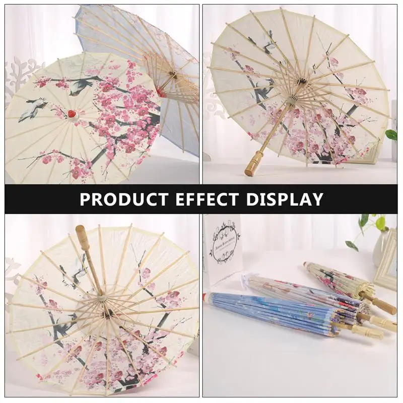 1pc Vintage Chinese Style Umbrella Photography Props Oil Paper Umbrella Bamboo Dance Performance Decorative Flower 56cm