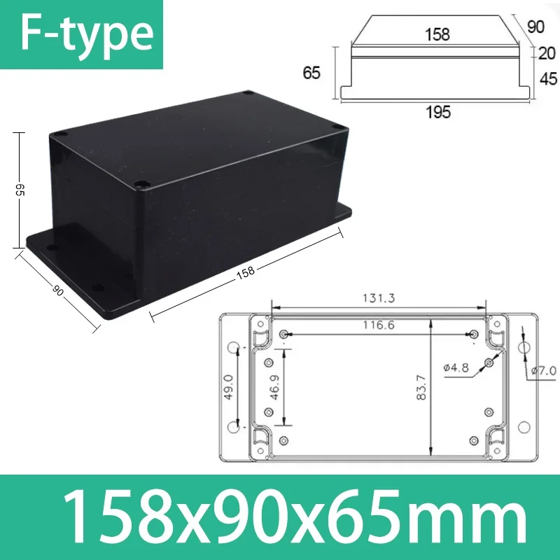 ABS Waterproof Junction Box - Black IP67 Rated Plastic Organizer Enclosure