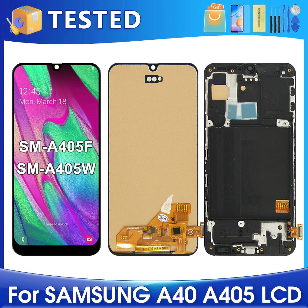 ЖК-дисплей 5,9 'A40 для Samsung A405F A405 A405FM A405S, дисплей с сенсорным экраном и дигитайзером в сборе, замена