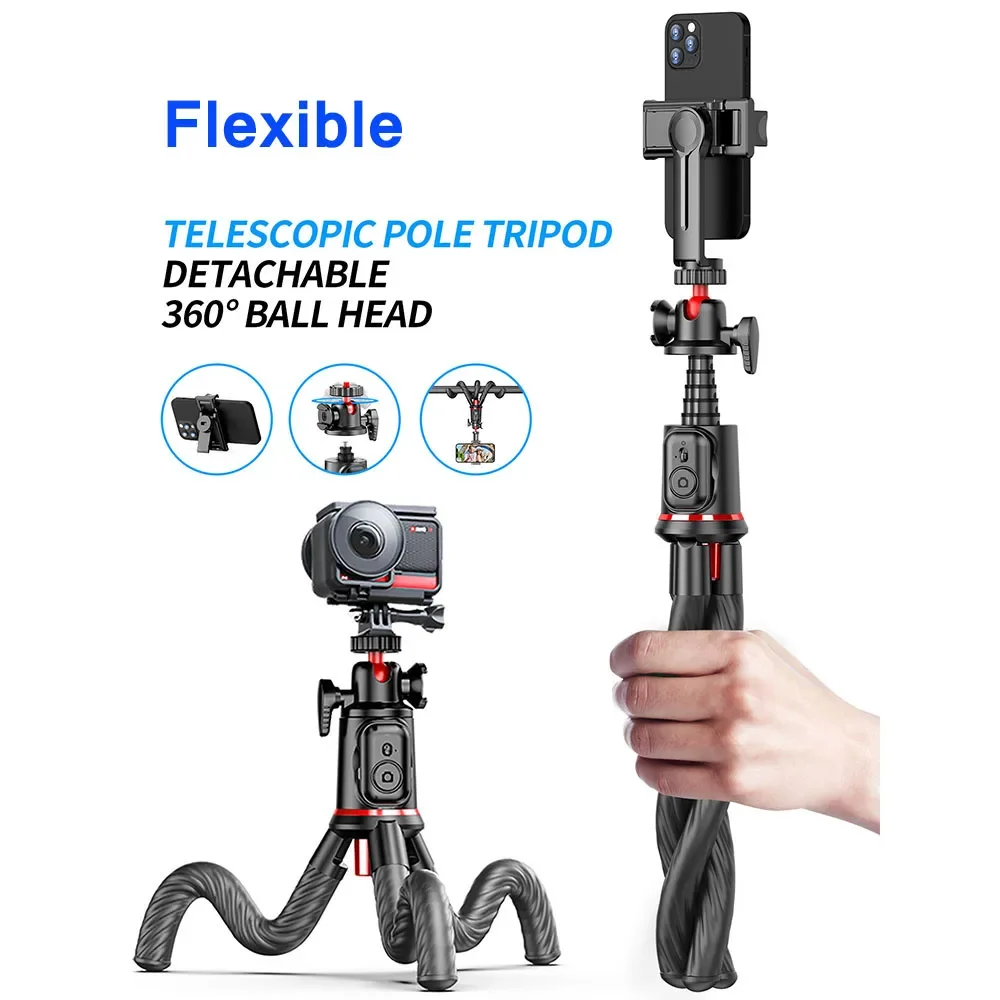 Live Bluetooth Foldable Selfie Stick 360 Rotation Flexible Telescopic Pole Variable Octopus Tripod for Xiaomi iPhone Samsung Son