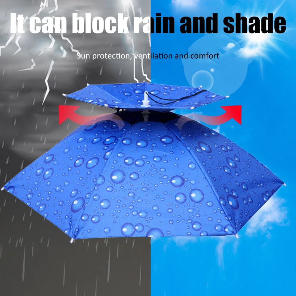 Army Green Foldable Outdoor Umbrella Hat - Waterproof Sun Shade Headwear for Camping, Fishing, and Beach Activities