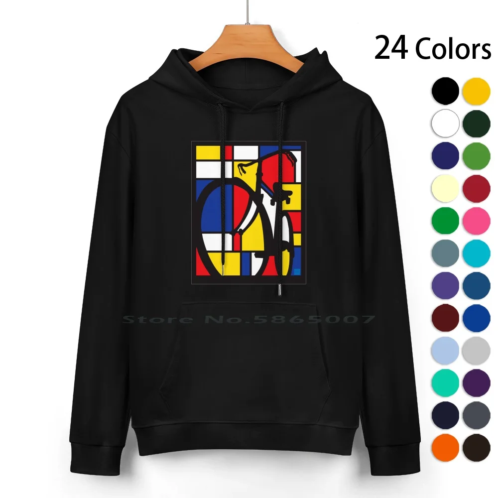 

Mondrian Bicycle Art Pure Cotton Hoodie Sweater 24 Colors Mondrian Commuter City Bike Cycling Painting Holland Dutch Bike Fiets