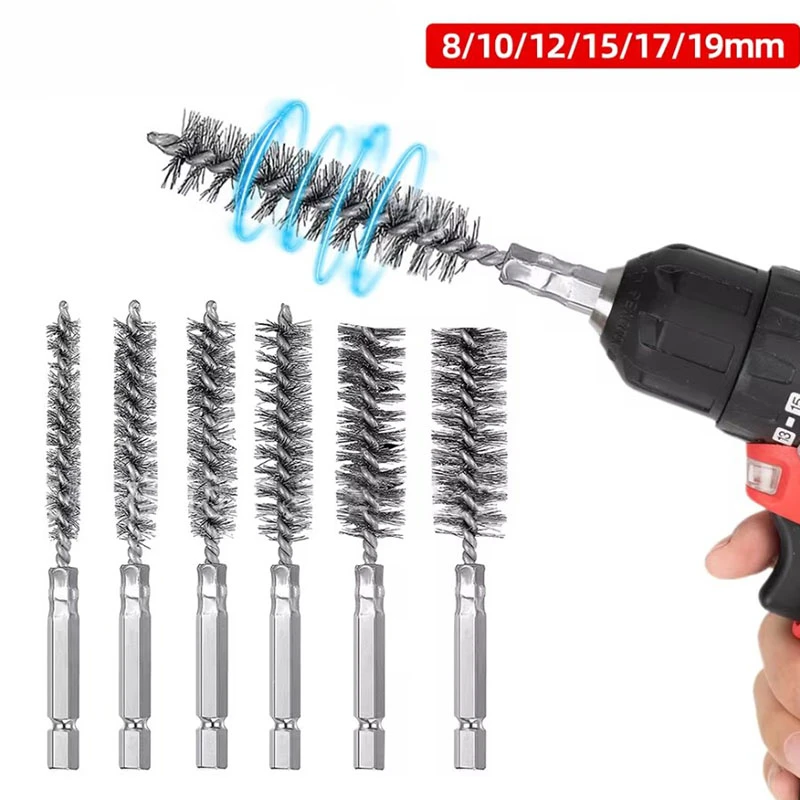 Wire Brush 6 Pcs 8-19mm for Automotive Manufacturing Processing Machinery Cleaning Rust Cleaner