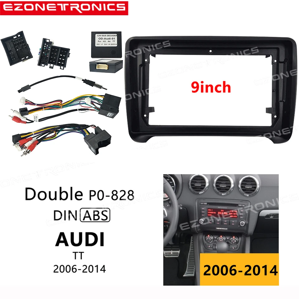 

1din 2Din Car DVD Frame Audio Fitting Adaptor Dash Trim Kits Facia Panel 9inch For AUDI TT 2006-2014 Double Din Radio Player