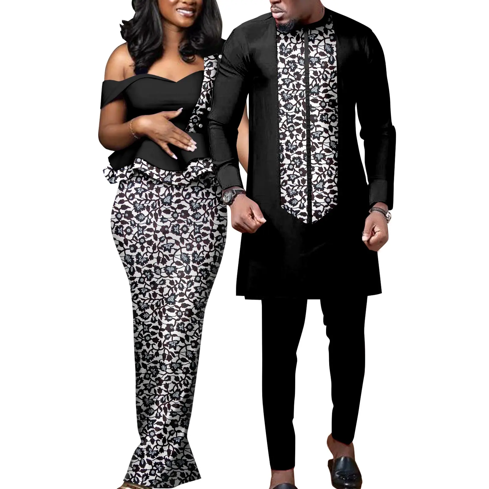 Dashiki Afrikaanse Print Jurken Voor Vrouwen Bijpassende Paar Kleding Wedding Party Mannen Outfits Kaftan Shirt En Broek Sets Y23C040