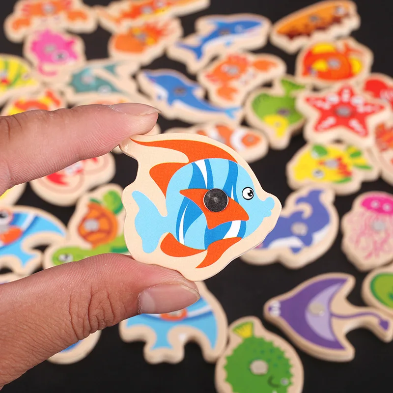 Magnetic Fishing Game Suitable For Young Children Wooden Letter Puzzle Maze Board Preschool ABC Capital Letter Matching Game 3