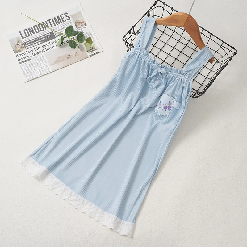 Kawaii Children's Nightdress Pyjamas Girls New Cartoon Summer Thin Little Girls Halter Pajamas Vest Nightdress Home Wear