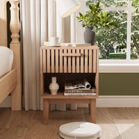 Набор из 2-х прикроватных тумбочек, приставных столиков с 1 ящиком и открытым отделением, современная тумбочка для спальни, гостиной, офиса — изображение 2