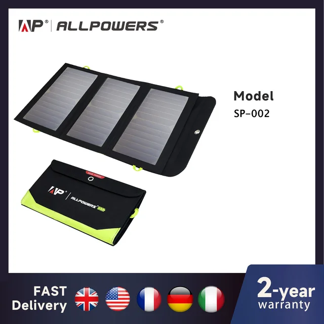 ALLPOWERS panneau solaire 5V 21W batterie 10000mAh intégrée chargeur solaire Portable batterie solaire étanche pour téléphone Portable extérieur 1