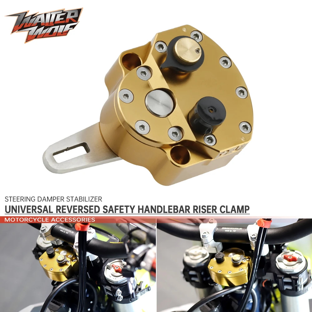 

Motorcycle Steering Damper Stabilizer Universal Reversed Safety Accessoies Adjustable Motorbike Handlebar Riser Clamp Bracket