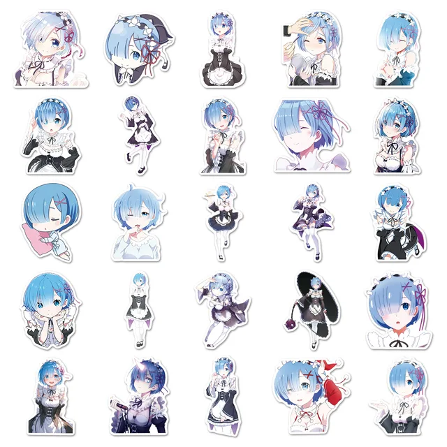 10/30/51PCS Re:Life in a different world from zero Stickers Rem Cartoon Sticker Laptop Phone Guitar Car Bike Skateboard Decals 5