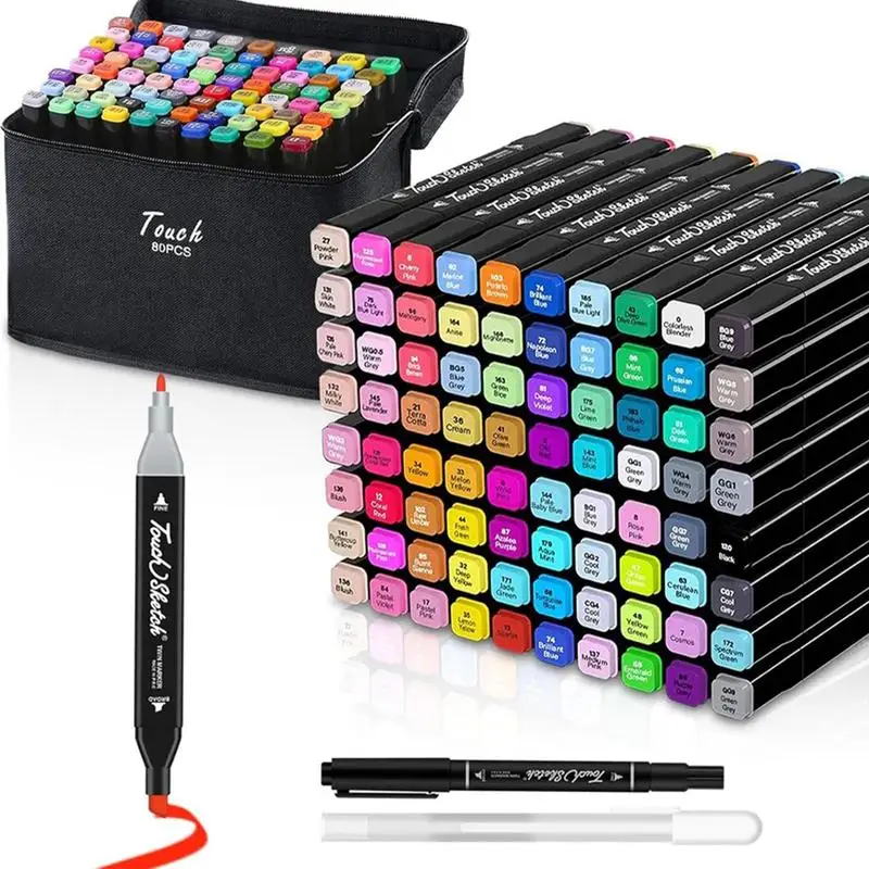 

Портативные двухсторонние маркеры для рисования с сумкой для переноски, Детские маркеры для рисования, набор маркеров для рисования, быстросохнущие цветные ручки для рисования