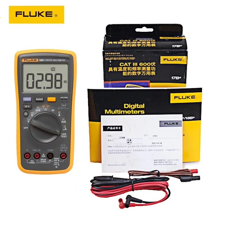 Fluke-multímetro Digital automático 15B MAX 17B MAX 18B +, DMM, AC/DC/diodo/R/C, probador de voltaje y corriente